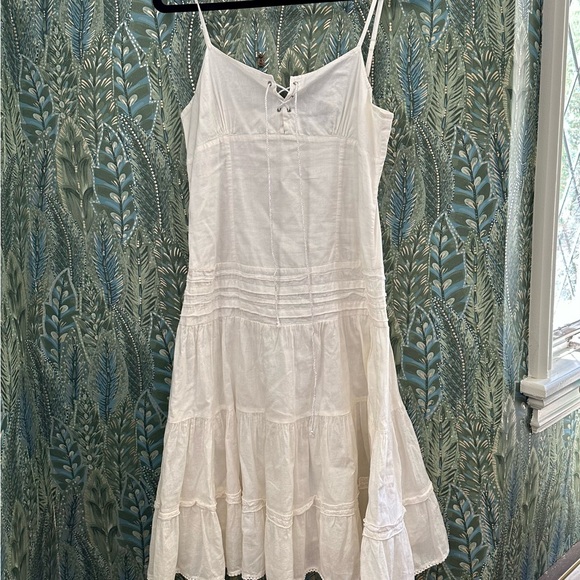 J.F.W. Just For Wraps white ruffle tiered spaghetti strap midi dress, size 7 - Picture 1 of 7